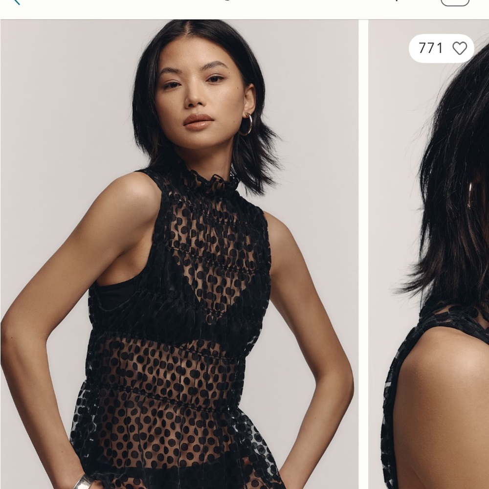 NWT Maeve sheer black top